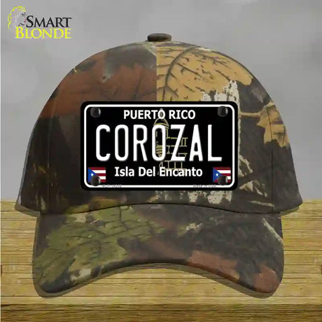 Corozal Puerto Rico Black Novelty License Plate Hat Cotton / Camoflauge