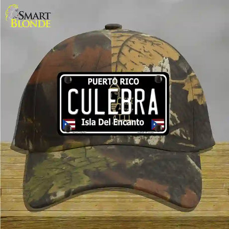 Culebra Puerto Rico Black Novelty License Plate Hat Cotton / Camoflauge