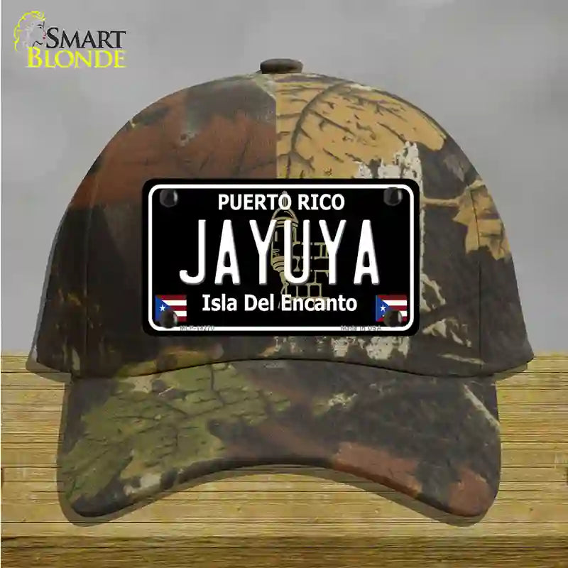 Jayuya Puerto Rico Black Novelty License Plate Hat Cotton / Camoflauge