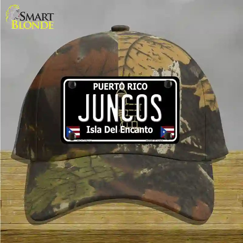 Juncos Puerto Rico Black Novelty License Plate Hat Cotton / Camoflauge