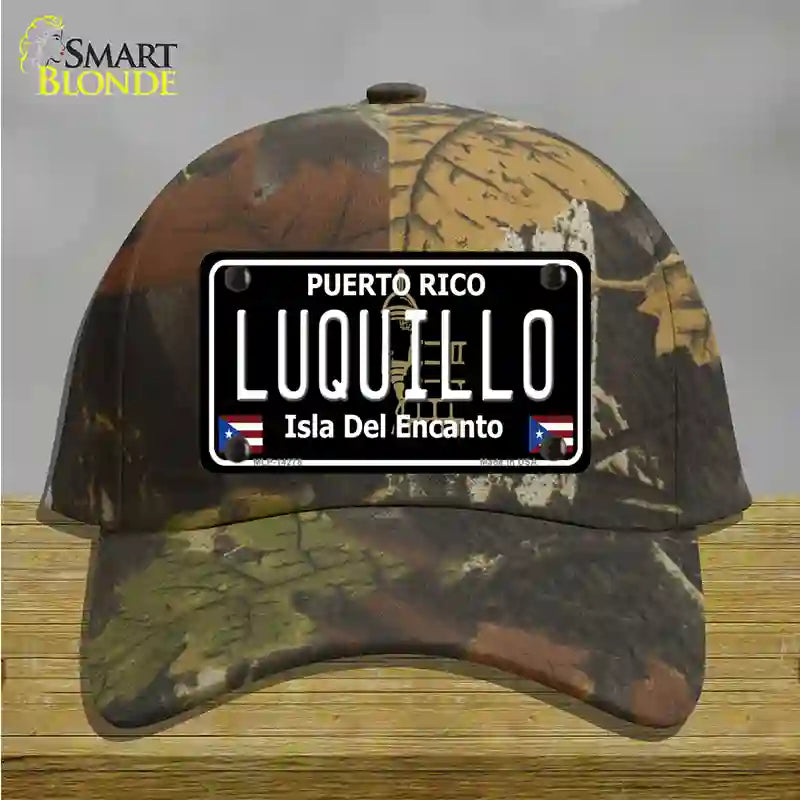 Luquillo Puerto Rico Black Novelty License Plate Hat Cotton / Camoflauge