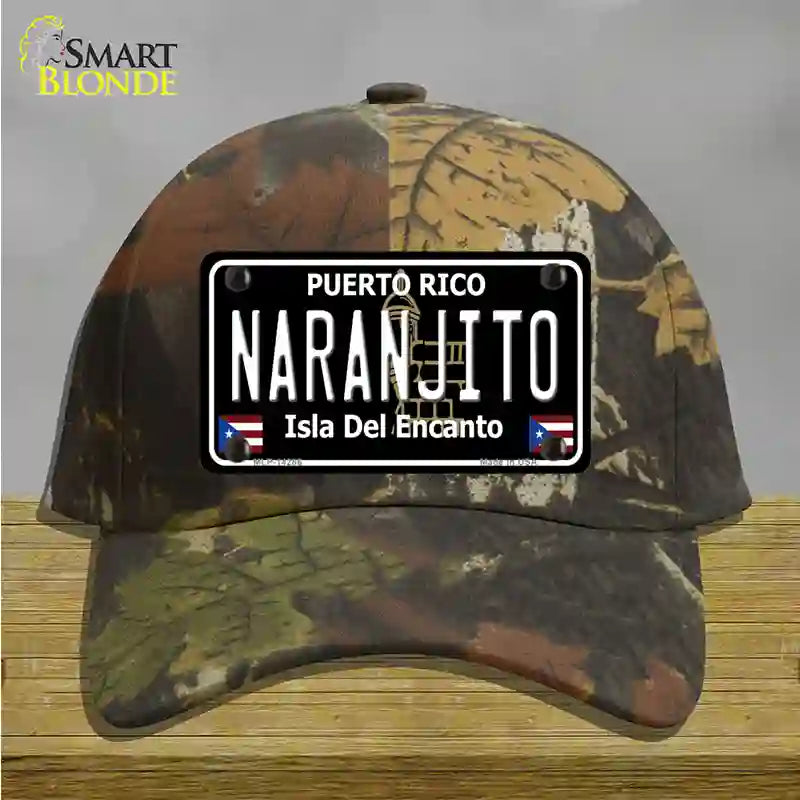 Naranjito Puerto Rico Black Novelty License Plate Hat Cotton / Camoflauge