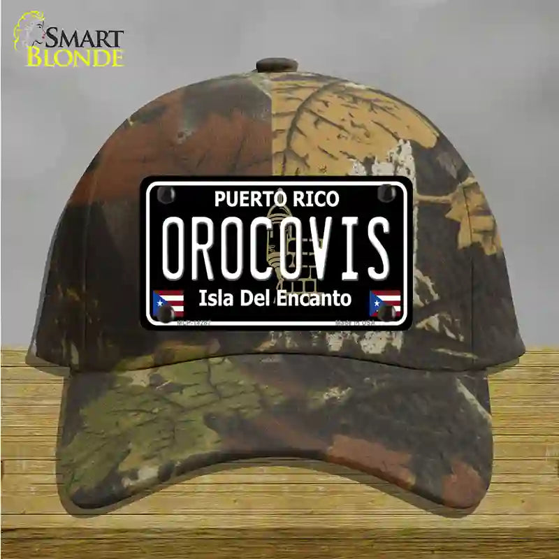 Orocovis Puerto Rico Black Novelty License Plate Hat Cotton / Camoflauge