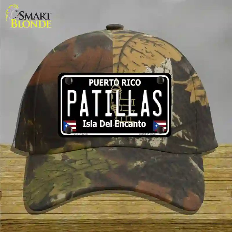 Patillas Puerto Rico Black Novelty License Plate Hat Cotton / Camoflauge