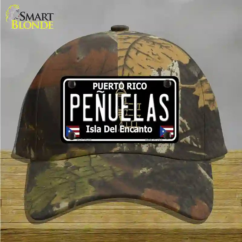 Penuelas Puerto Rico Black Novelty License Plate Hat Cotton / Camoflauge