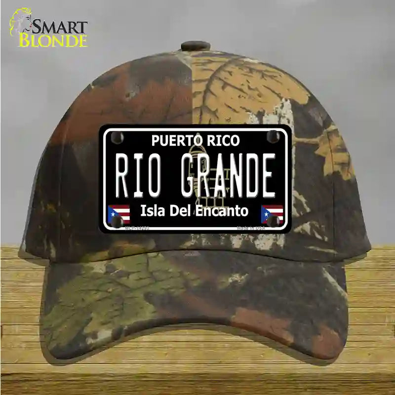 Rio Grande Puerto Rico Black Novelty License Plate Hat Cotton / Camoflauge