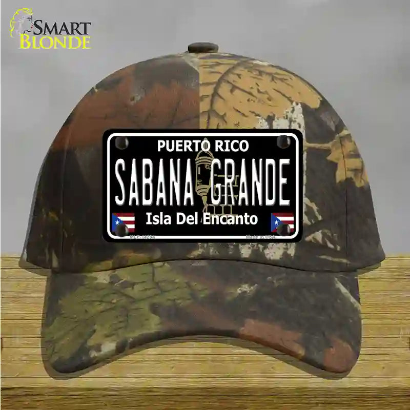 Sabana Grande Puerto Rico Black Novelty License Plate Hat Cotton / Camoflauge