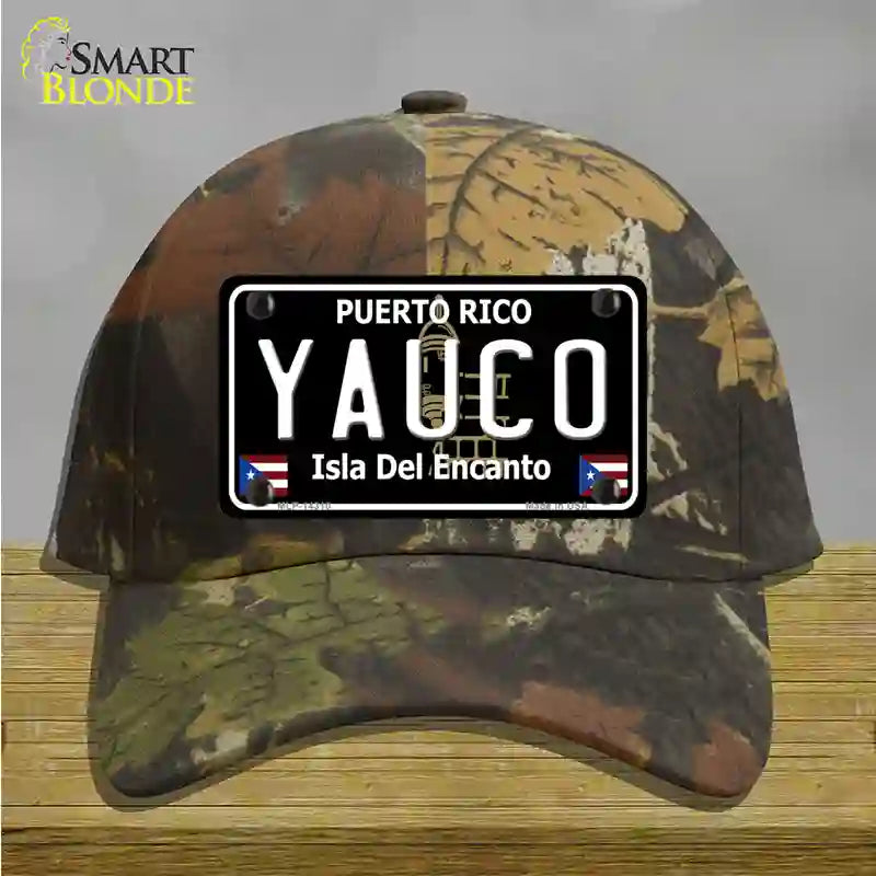 Yauco Puerto Rico Black Novelty License Plate Hat Cotton / Camoflauge