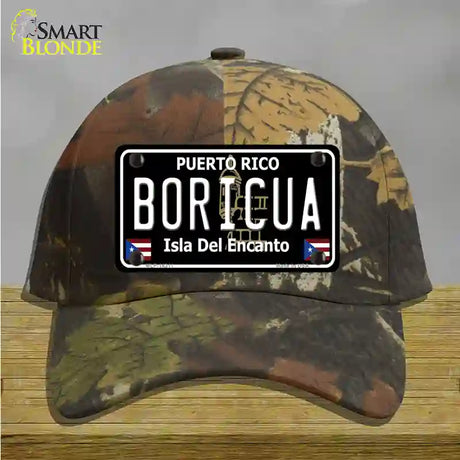 Boricua Puerto Rico Black Novelty License Plate Hat Cotton / Camoflauge