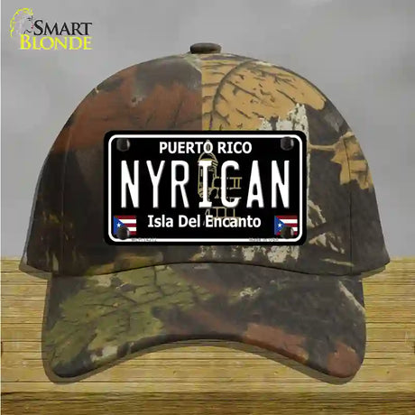 Nyrican Puerto Rico Black Novelty License Plate Hat Cotton / Camoflauge