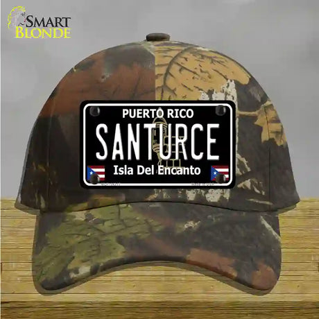 Santurce Puerto Rico Black Novelty License Plate Hat Cotton / Camoflauge