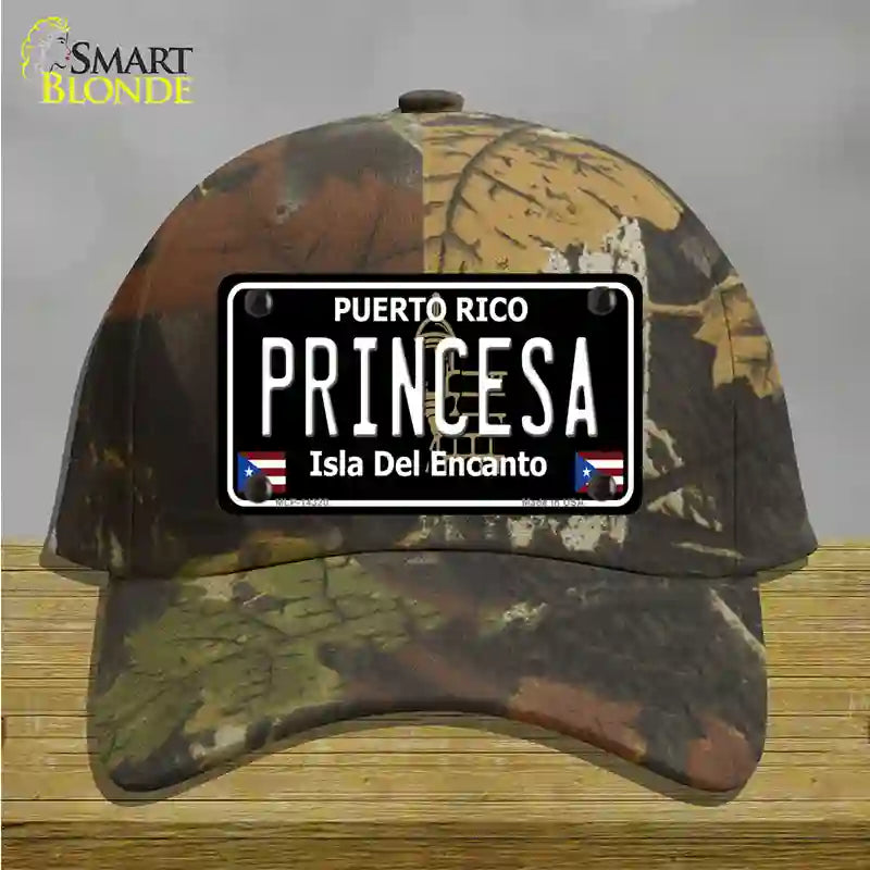 Princesa Puerto Rico Black Novelty License Plate Hat Cotton / Camoflauge