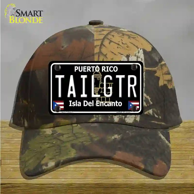 Tailgtr Puerto Rico Black Novelty License Plate Hat Cotton / Camoflauge