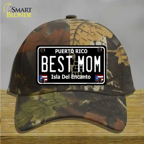 Best Mom Puerto Rico Black Novelty License Plate Hat Cotton / Camoflauge