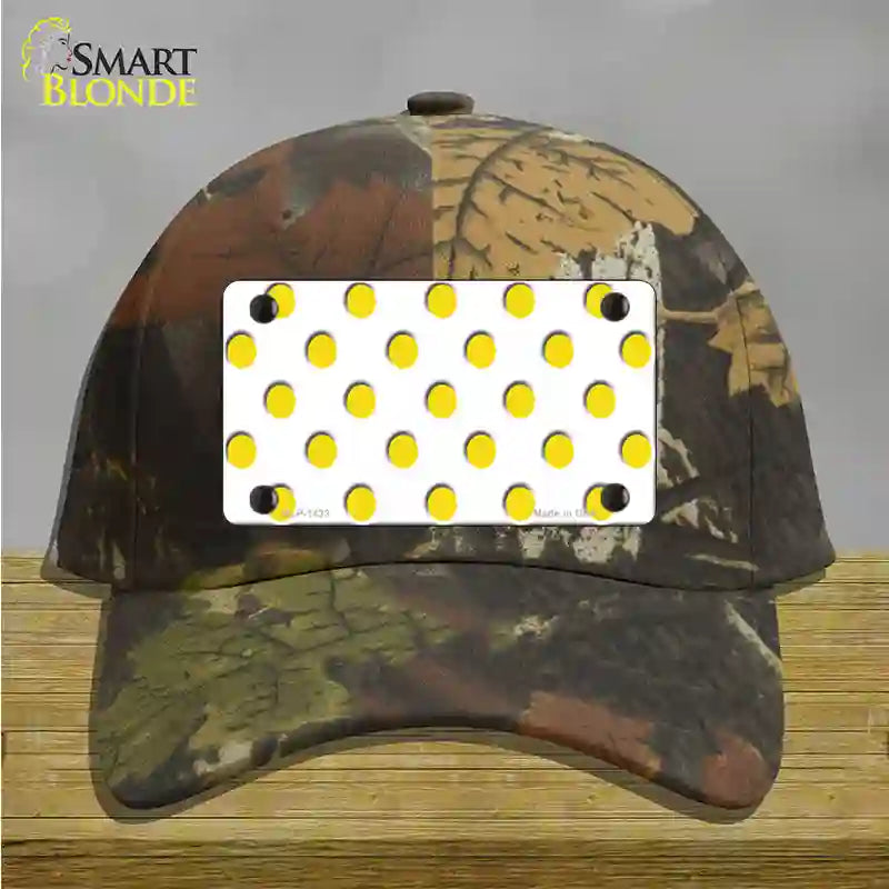 Yellow White Polka Dot Novelty License Plate Hat Cotton / Camoflauge