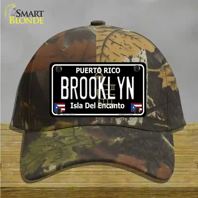 Brooklyn Puerto Rico Black Novelty License Plate Hat Cotton / Camoflauge