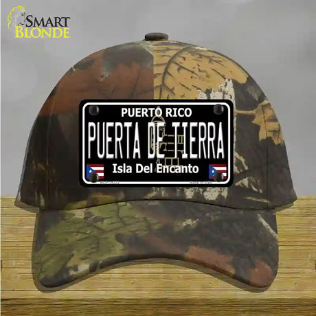 Puerta De Tierra Puerto Rico Black Novelty License Plate Hat Cotton / Camoflauge