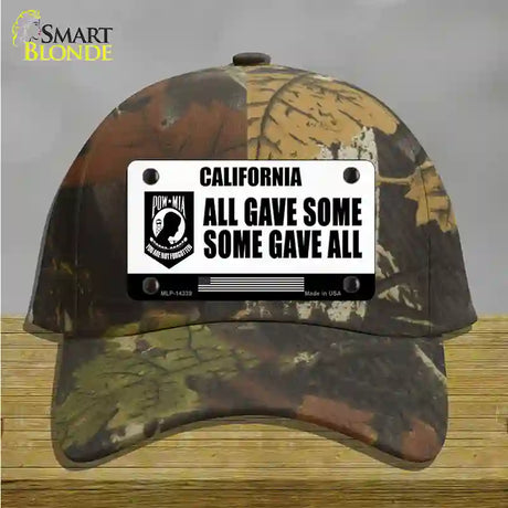 California POW MIA Some Gave All Novelty License Plate Hat Cotton / Camoflauge