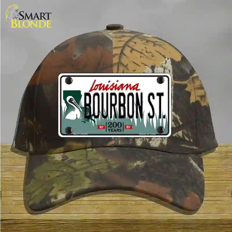 Bourbon St Louisiana Novelty License Plate Hat Cotton / Camoflauge