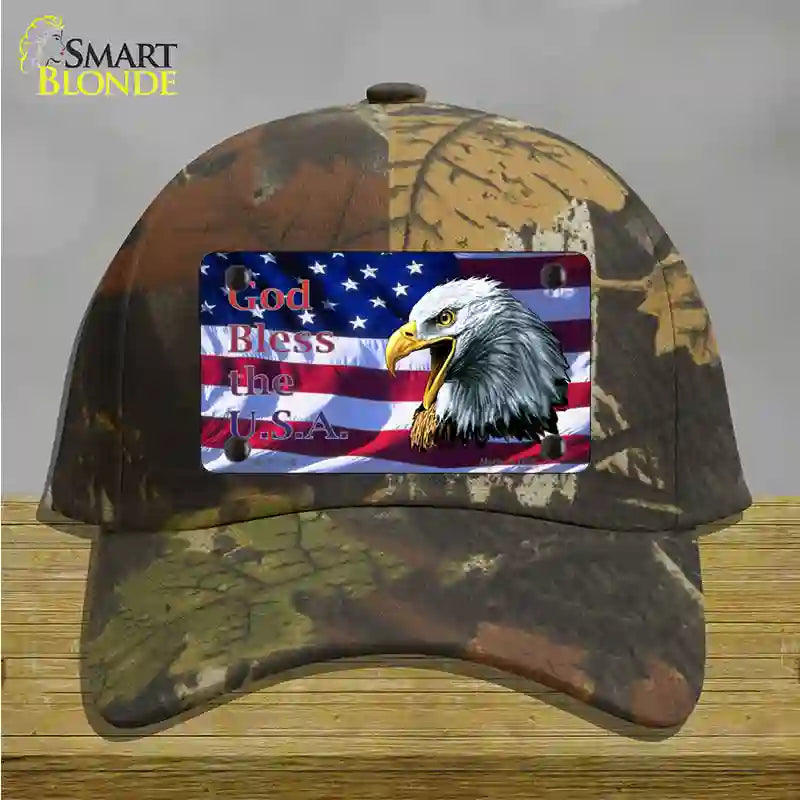 God Bless The USA Eagle Novelty License Plate Hat Cotton / Camoflauge