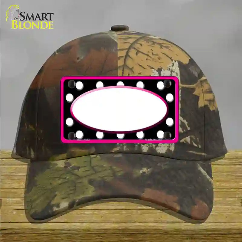 White Black Polka Dots Pink Frame And White Center Oval Novelty License Plate Hat Cotton / Camoflauge