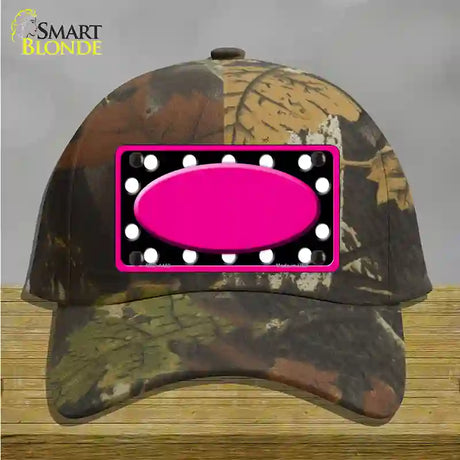 White Black Polka Dots Pink Frame And Center Oval Novelty License Plate Hat Cotton / Camoflauge