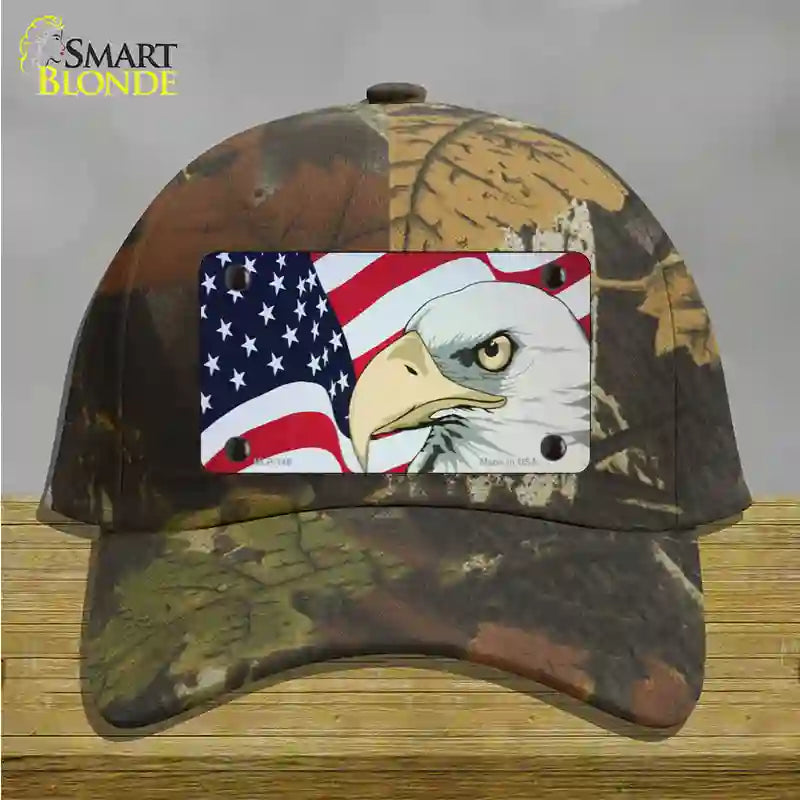 American Flag With Eagle Novelty License Plate Hat Cotton / Camoflauge