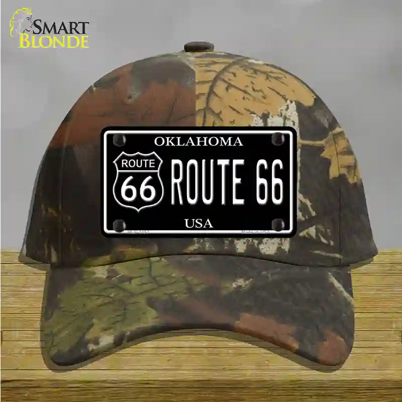 Route 66 Oklahoma Black Novelty License Plate Hat Cotton / Camoflauge