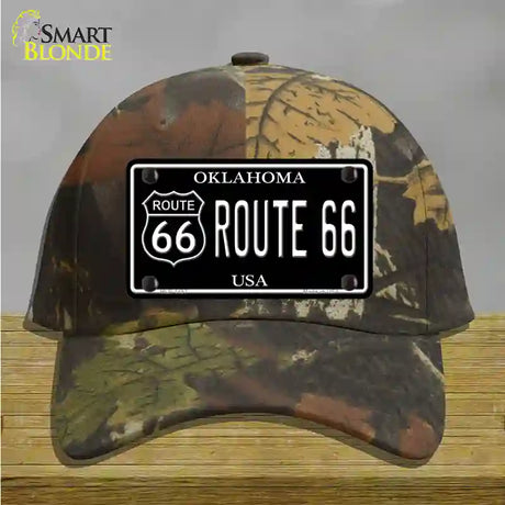 Route 66 Oklahoma Black Novelty License Plate Hat Cotton / Camoflauge