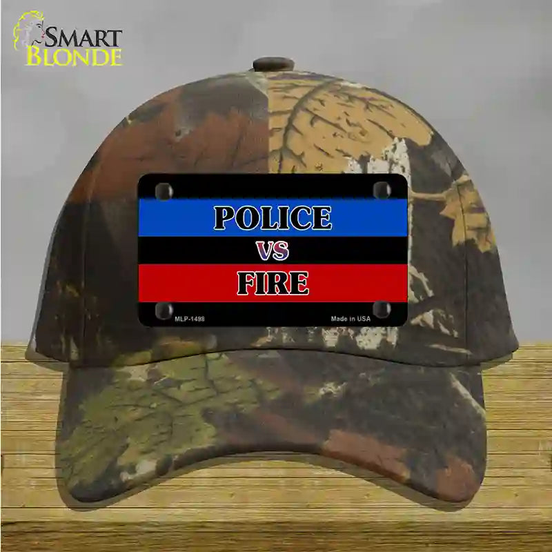 Police Vs. Fire Novelty License Plate Hat Cotton / Camoflauge