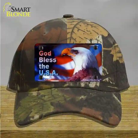 God Bless USA Eagle Novelty License Plate Hat Cotton / Camoflauge