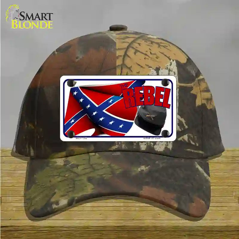 Rebel Cap And Flag Novelty License Plate Hat Cotton / Camoflauge