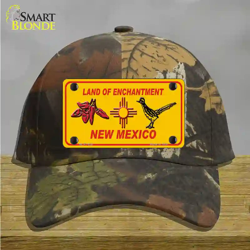 Red Chili & Road Runner Yellow New Mexico Novelty License Plate Hat Cotton / Camoflauge