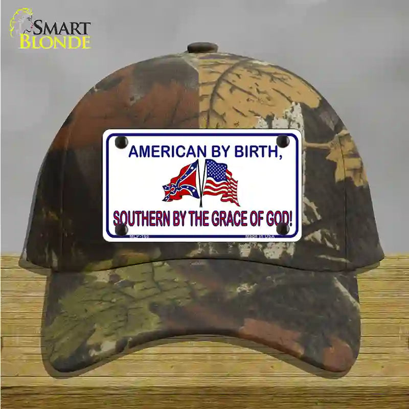 American By Birth Southern By Grace Novelty License Plate Hat Cotton / Camoflauge