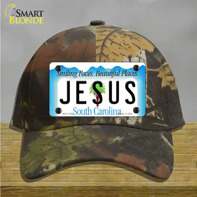 Jesus South Carolina Blue Novelty License Plate Hat Cotton / Camoflauge