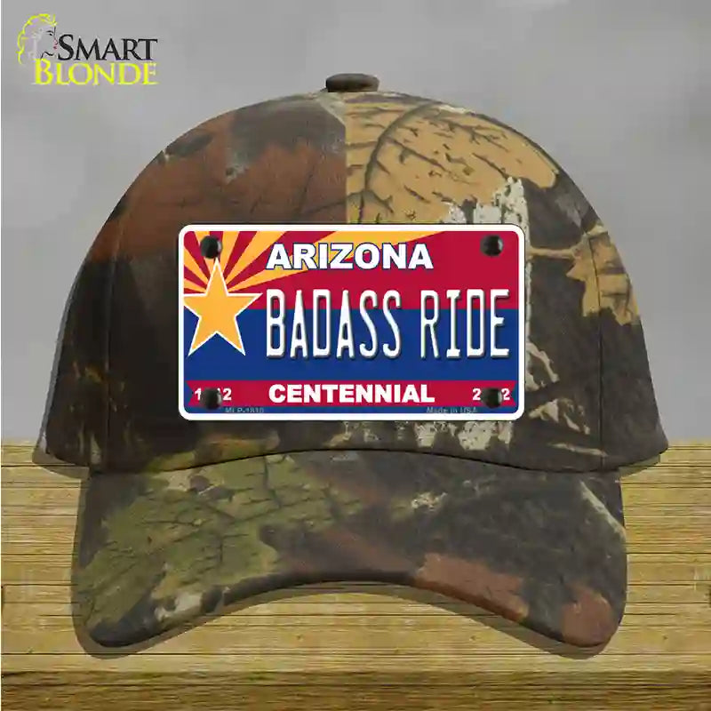 Arizona Centennial Badass Ride Novelty License Plate Hat Cotton / Camoflauge