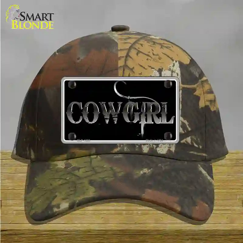 Cowgirl Black Novelty License Plate Hat Cotton / Camoflauge