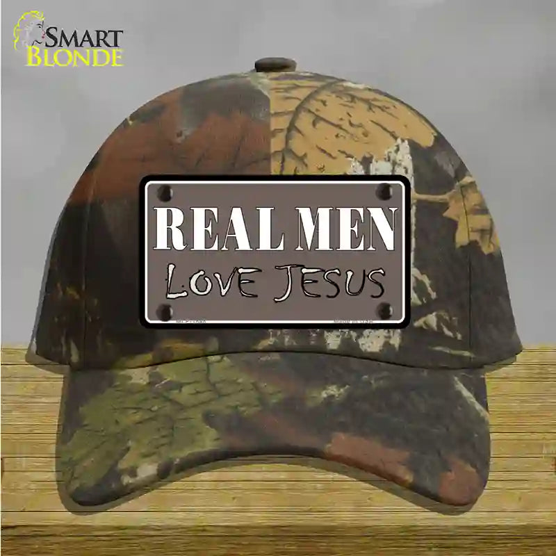 Real Men Love Jesus Novelty License Plate Hat Cotton / Camoflauge