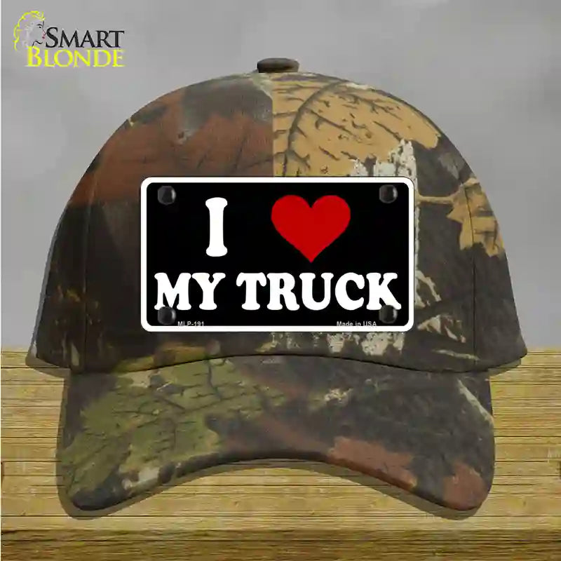 I Love My Truck Black Novelty License Plate Hat Cotton / Camoflauge