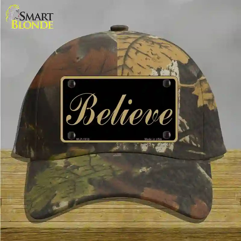 Believe Novelty License Plate Hat Cotton / Camoflauge