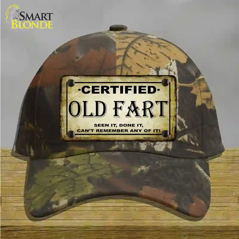 Certified Old Fart Novelty License Plate Hat Cotton / Camoflauge