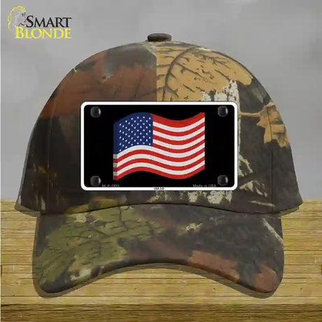 USA 3-D Flag Novelty License Plate Hat Cotton / Camoflauge