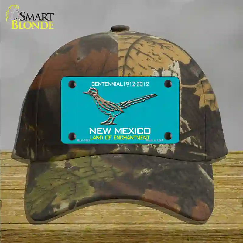 Road Runner Teal New Mexico Novelty License Plate Hat Cotton / Camoflauge