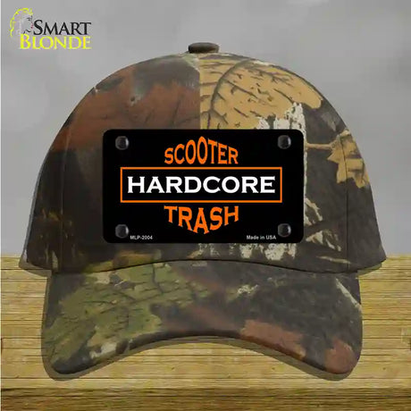 Hardcore Scooter Trash Black Novelty License Plate Hat Cotton / Camoflauge