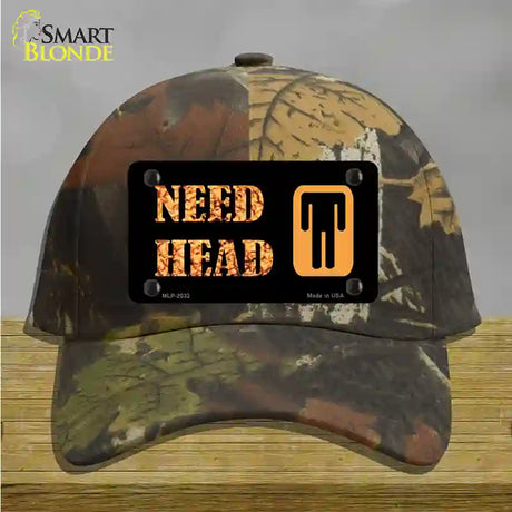 Need Head Novelty License Plate Hat Cotton / Camoflauge