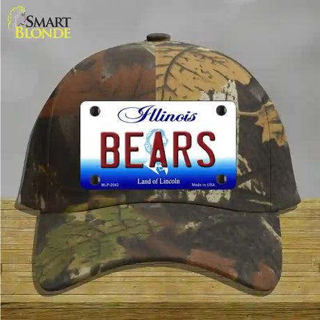 Bears Illinois State Novelty License Plate Hat Cotton / Camoflauge