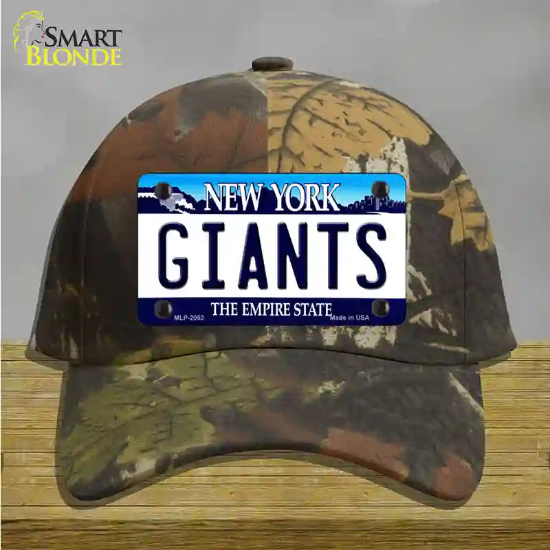 Giants New York State Novelty License Plate Hat Cotton / Camoflauge