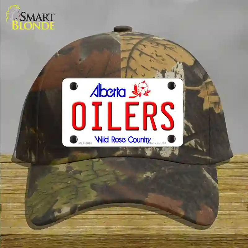 Oilers Alberta Canada Province Novelty License Plate Hat Cotton / Camoflauge