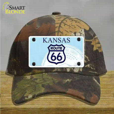 Route 66 Shield Kansas Novelty License Plate Hat Cotton / Camoflauge