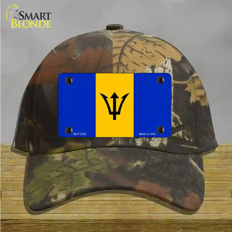 Barbados Flag Novelty License Plate Hat Cotton / Camoflauge